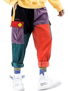Aelfric Eden Men's Color Patchwork Cargo Pants Hip hop Joggers Streetwear Pants